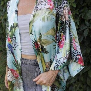 Kimono Leopardo Turquesa