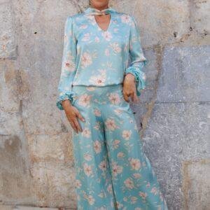Pantalon Palazzo Hojas Azules